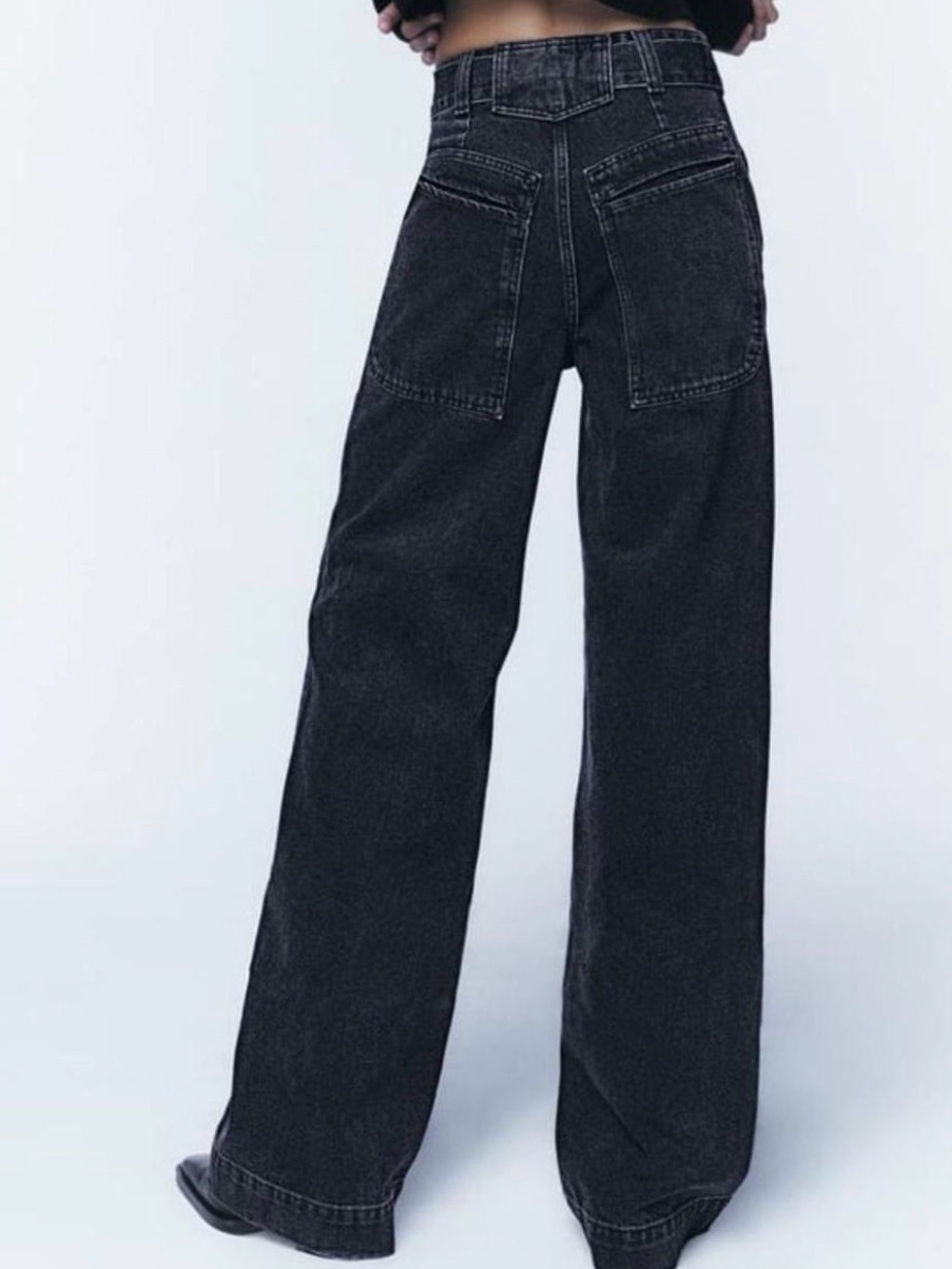 Zara Black Washed wide leg NWOT - Picture 2 of 6